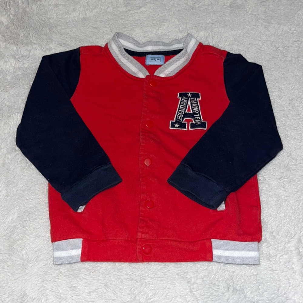 F&F red button up varsity jacket